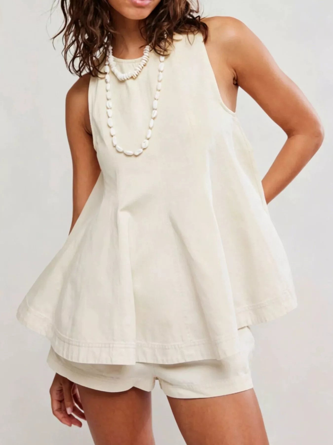Trendsi Sleeveless Top and Shorts Denim Set -