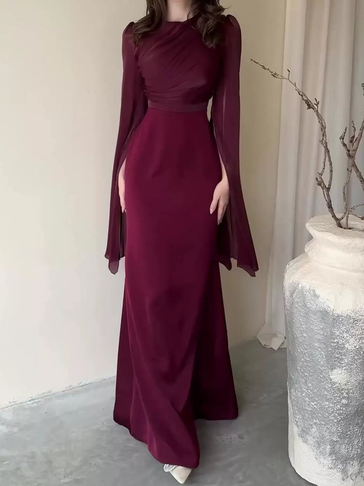 Round Neck Maxi Dress — front view