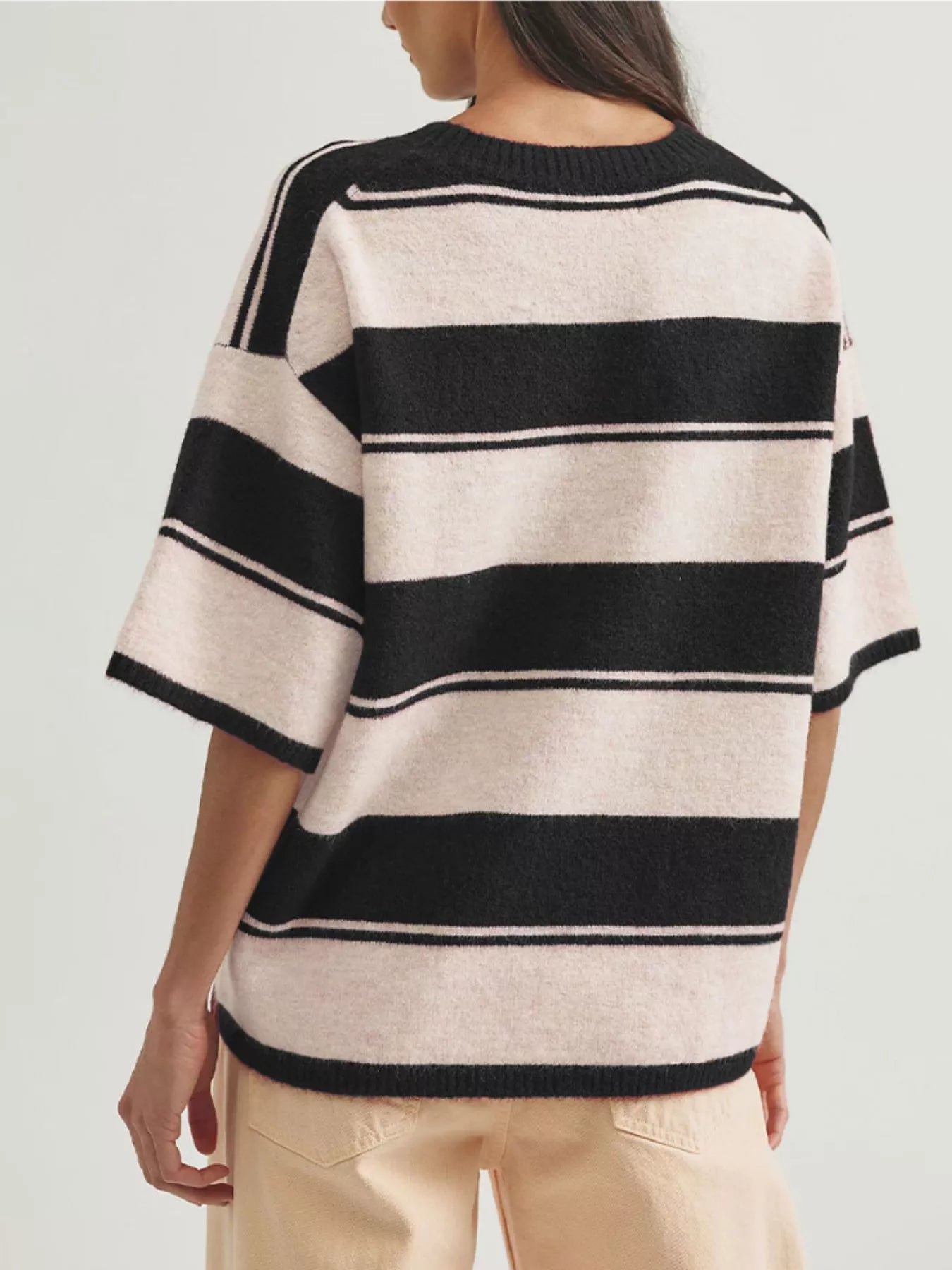 Trendsi Striped Half Sleeve Sweater -