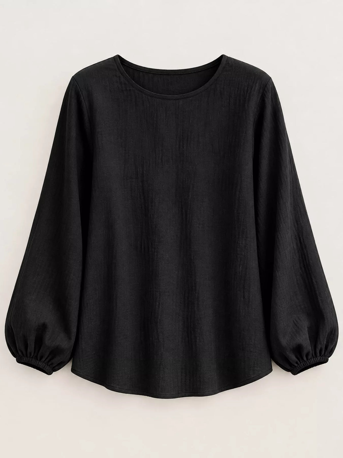 Elastic-cuff blouse, black flat lay