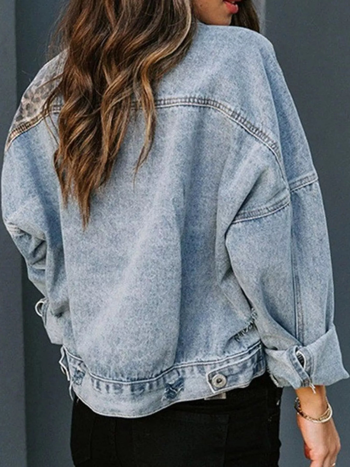 Leopard denim jacket, blue back