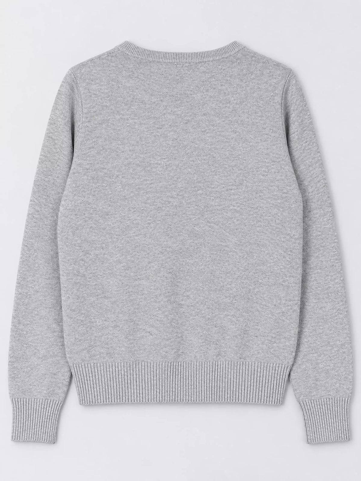 Women's V-Neck Long Sleeve Sweater in gray — back view