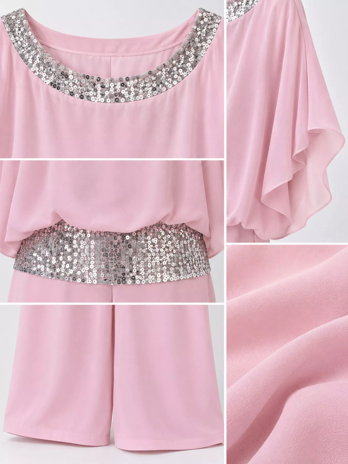 Chiffon Top and Wide-Leg Pants Set — construction details