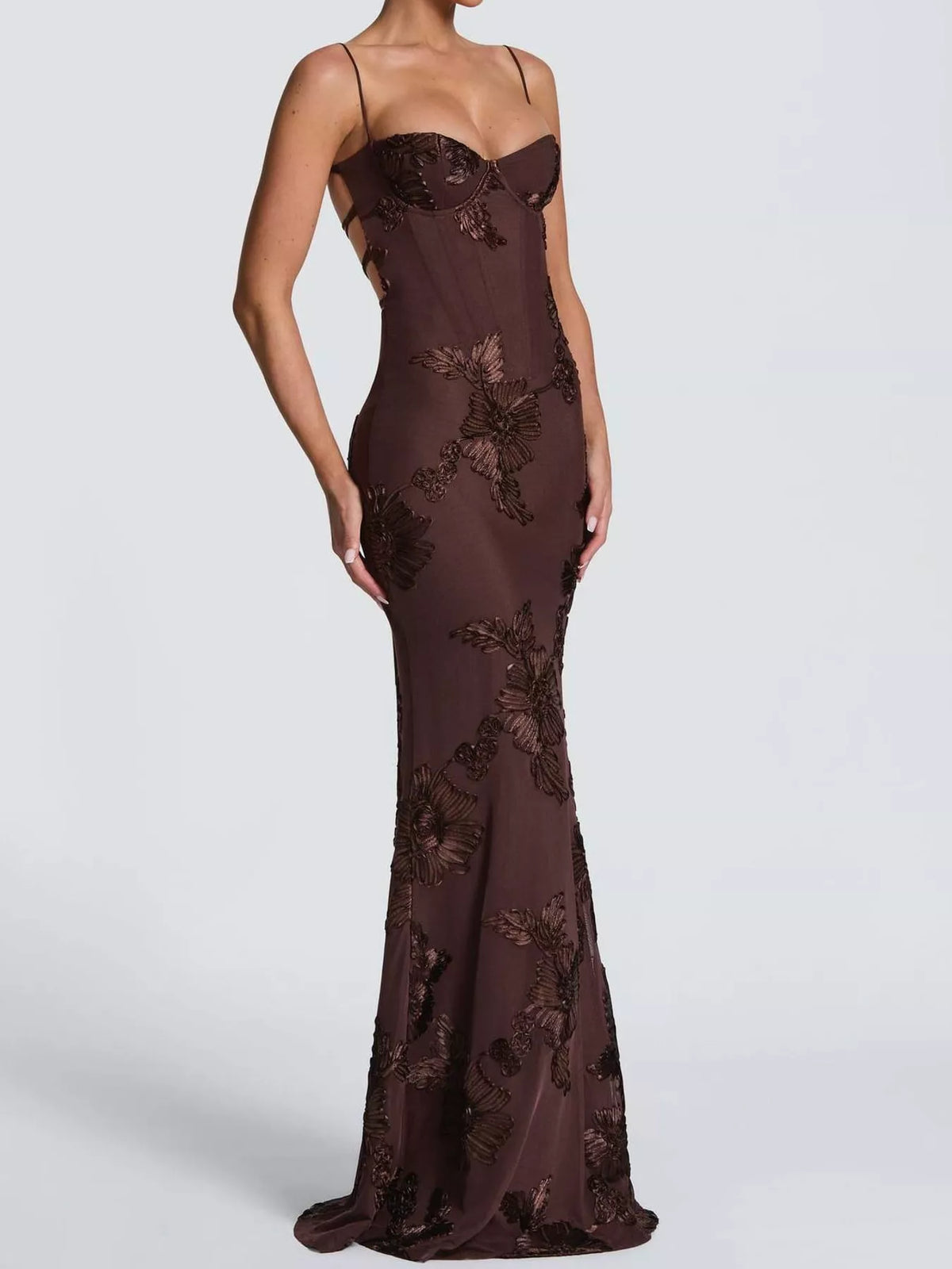 Floral spaghetti-strap maxi dress