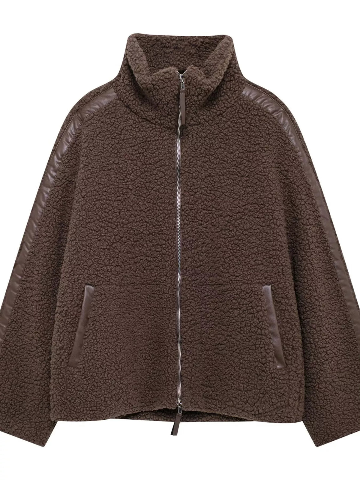 Brown sherpa zip-up jacket