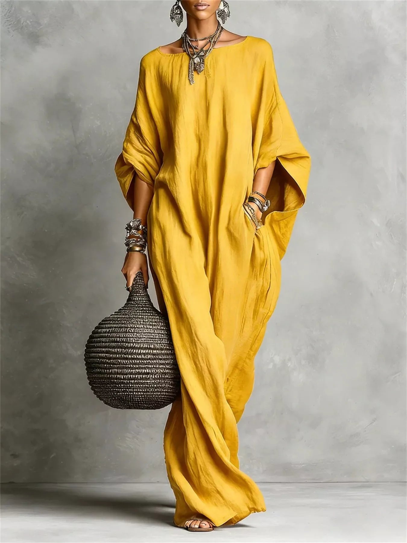 Trendsi Loose Fit Boat Neck Maxi Dress - Dresses