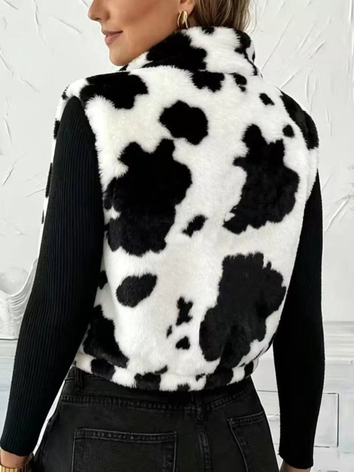 Animal-print vest, cow-print back