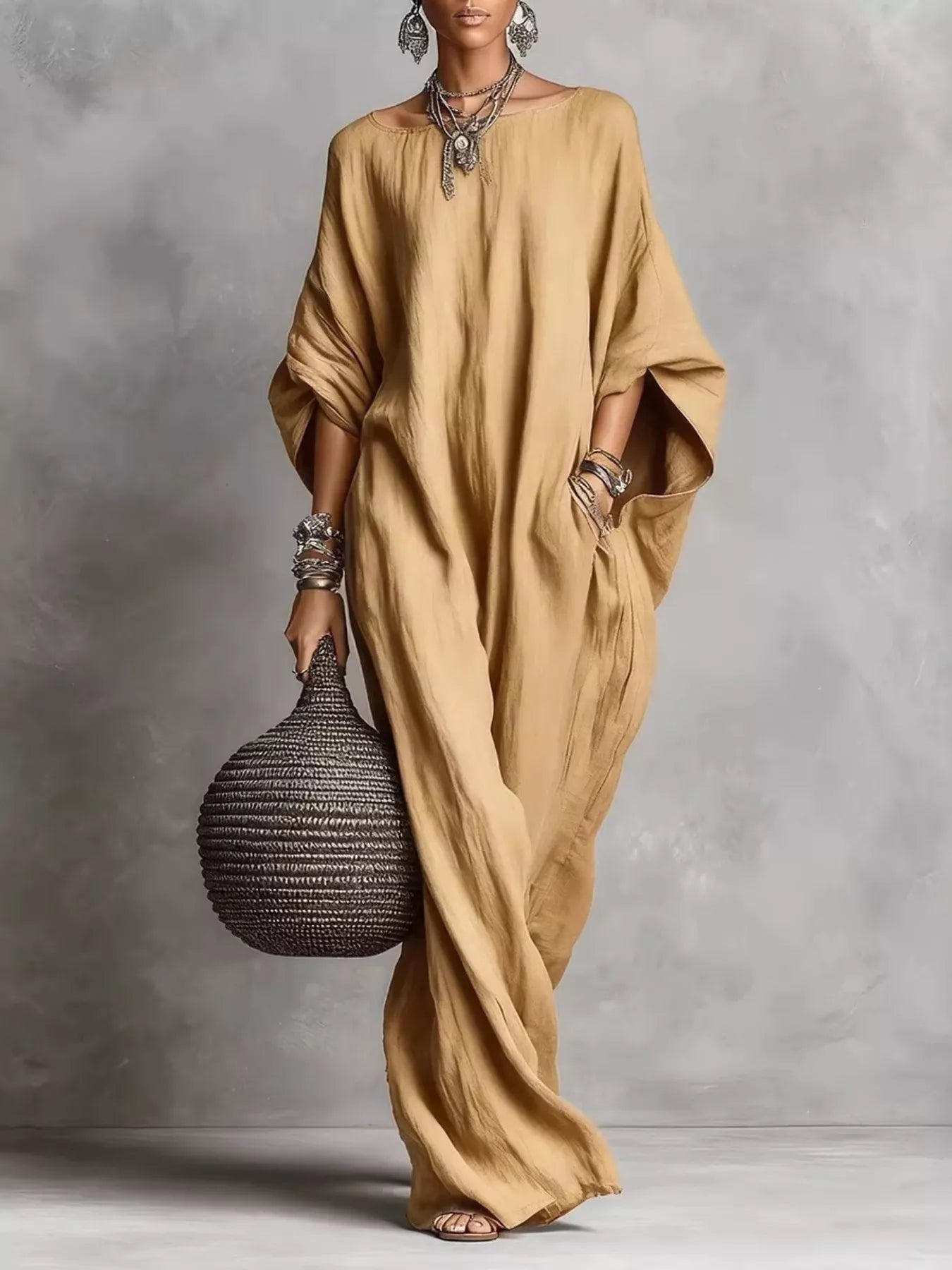 Trendsi Loose Fit Boat Neck Maxi Dress - Dresses