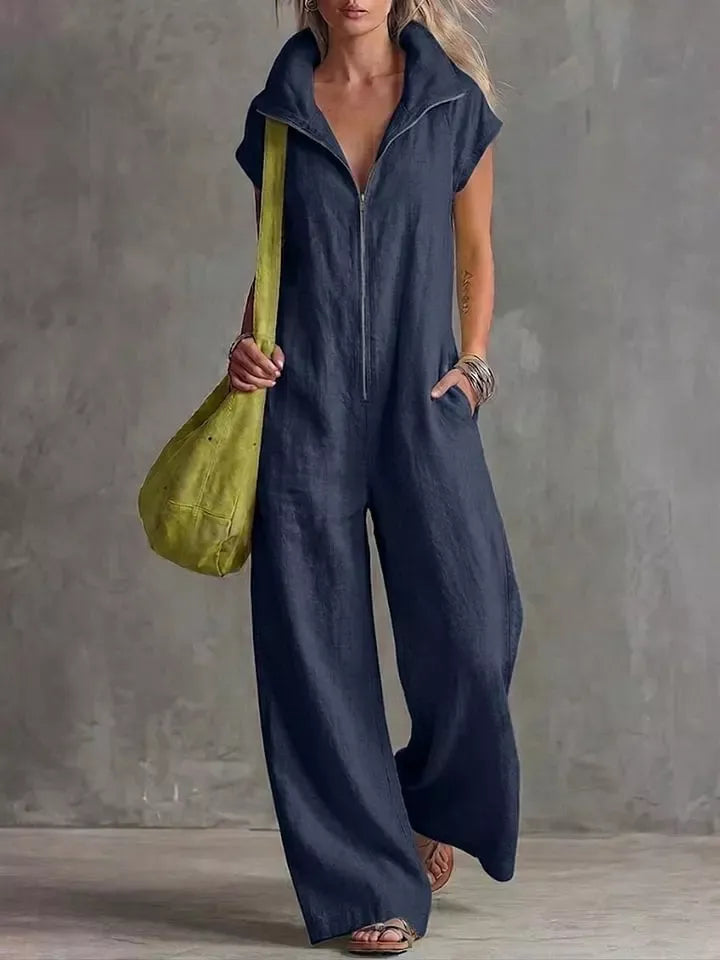 Trendsi Full Size Zip Front Sleeveless Jumpsuit Plus Size -