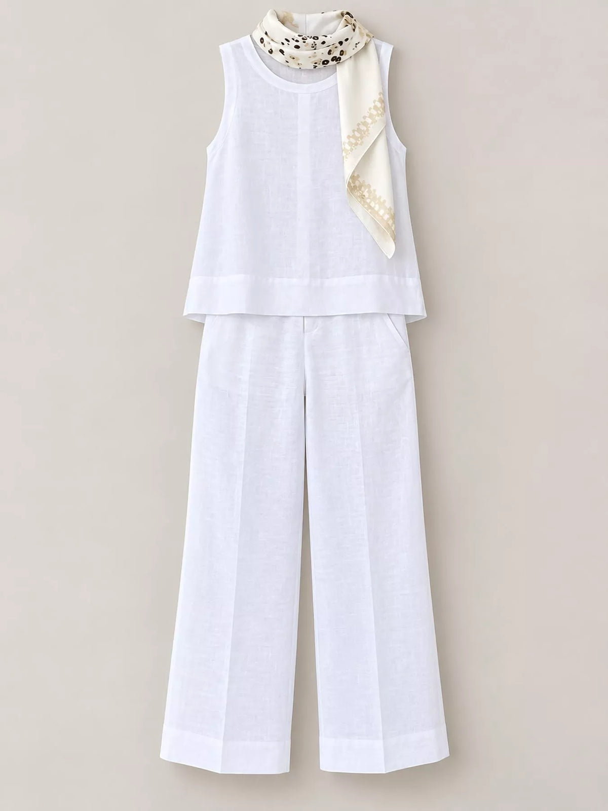 Sleeveless Top and Wide-Leg Pants Set — garment front