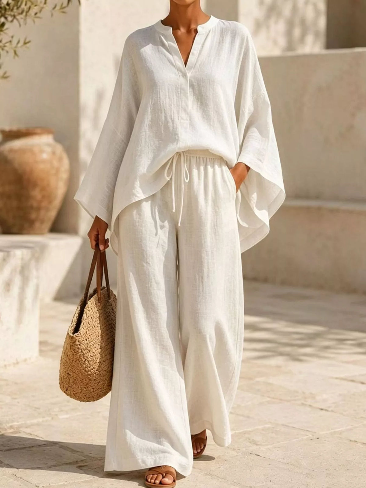 Trendsi Full Size Loose Fit Top and Wide-Leg Pants Set Plus Size -