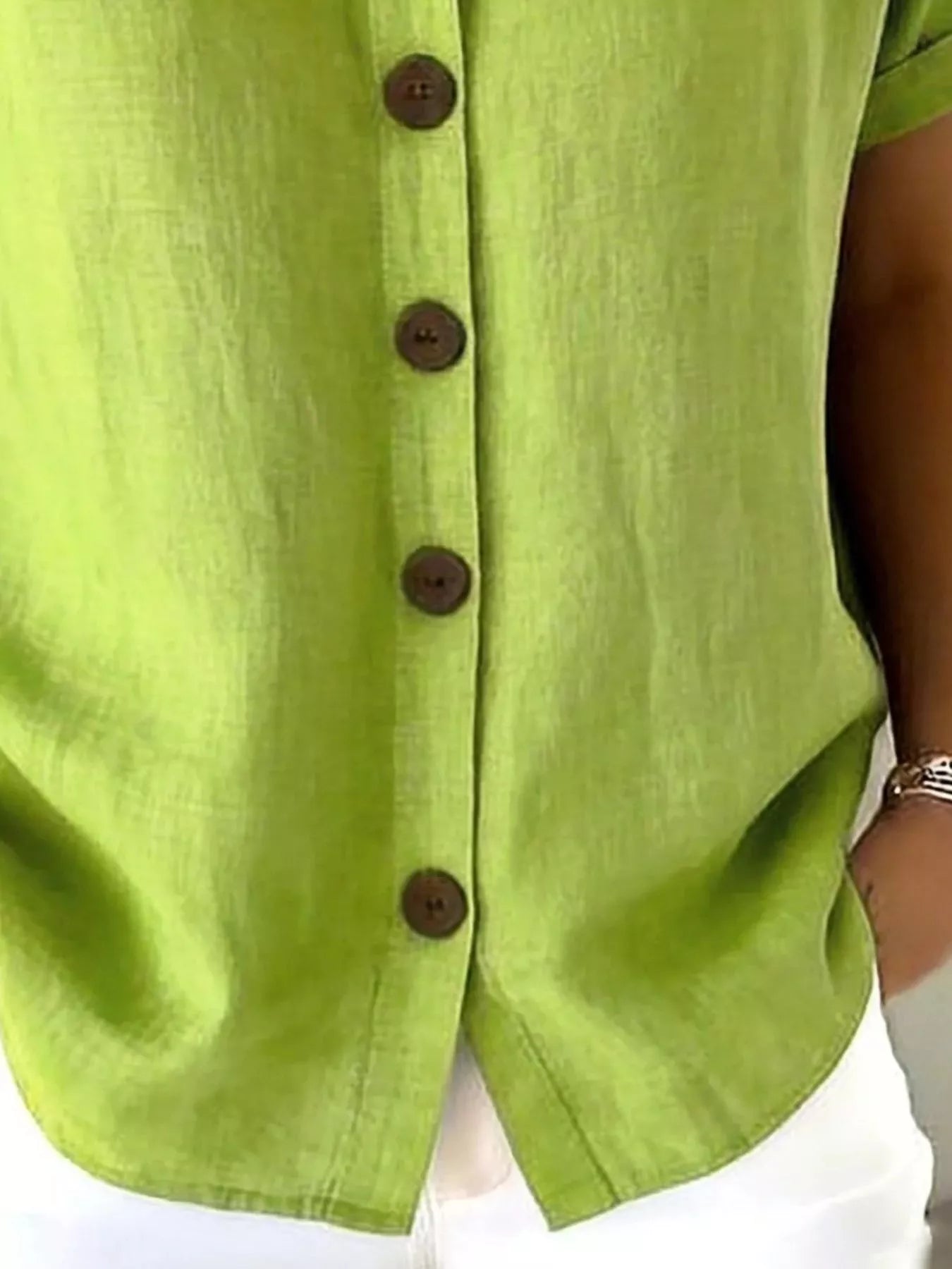 Trendsi Full Size Button-Down Short Sleeve Shirt Plus Size -