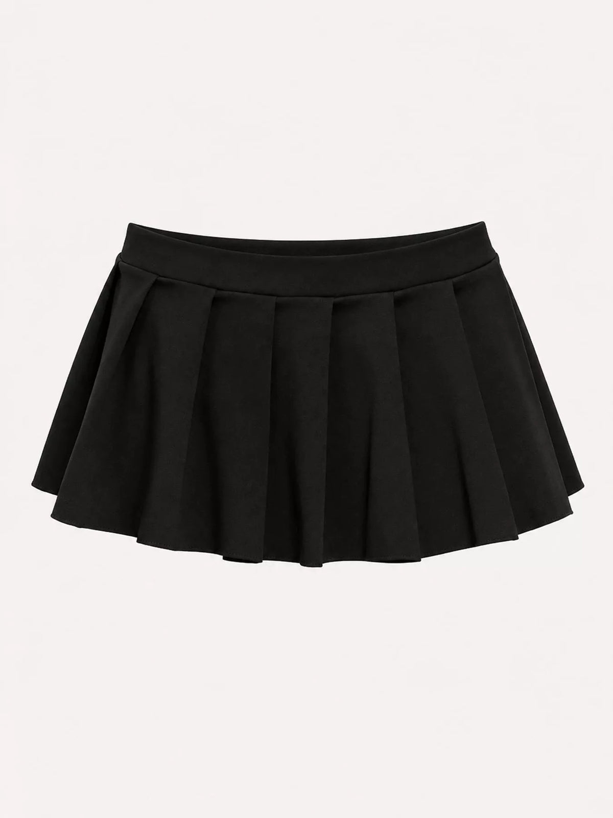 Pleated micro skirt, black flat front