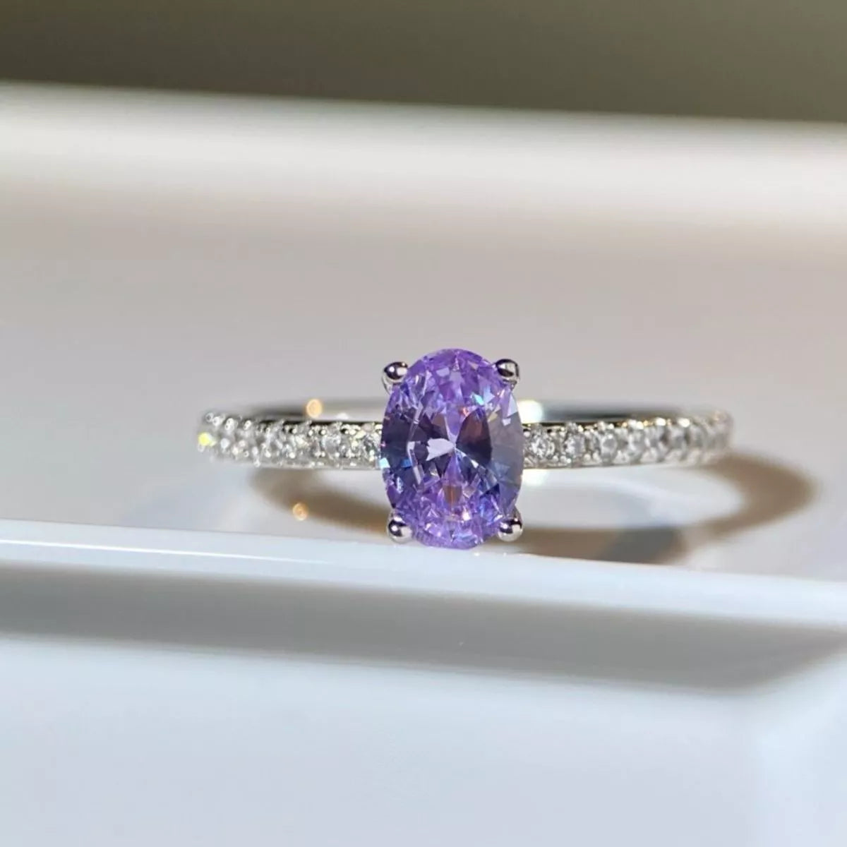 Trendsi 925 Sterling Silver Zircon Oval Ring -