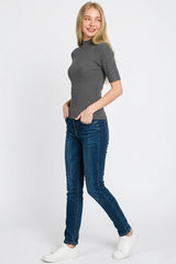Trendsi Zenana Viscose Ribbed Mock Neck Sweater -
