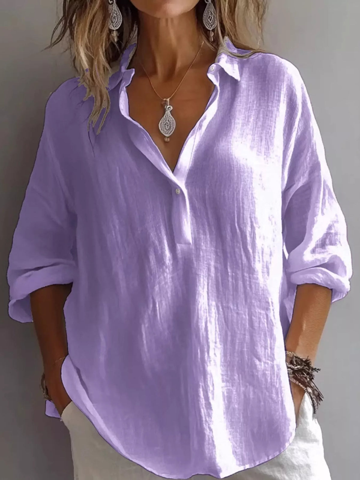 Collared blouse, purple front