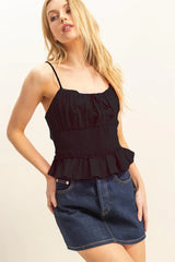 Trendsi HYFVE Poplin Smocked Waist Summery Cami Top -