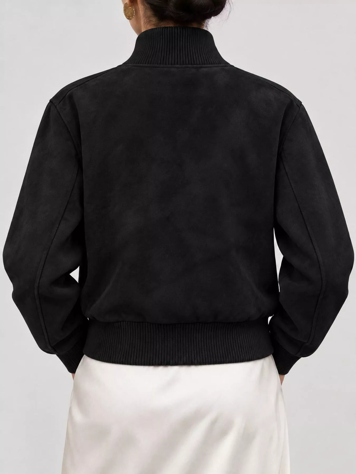 Suede Zip-Up Pocket Jacket — back view