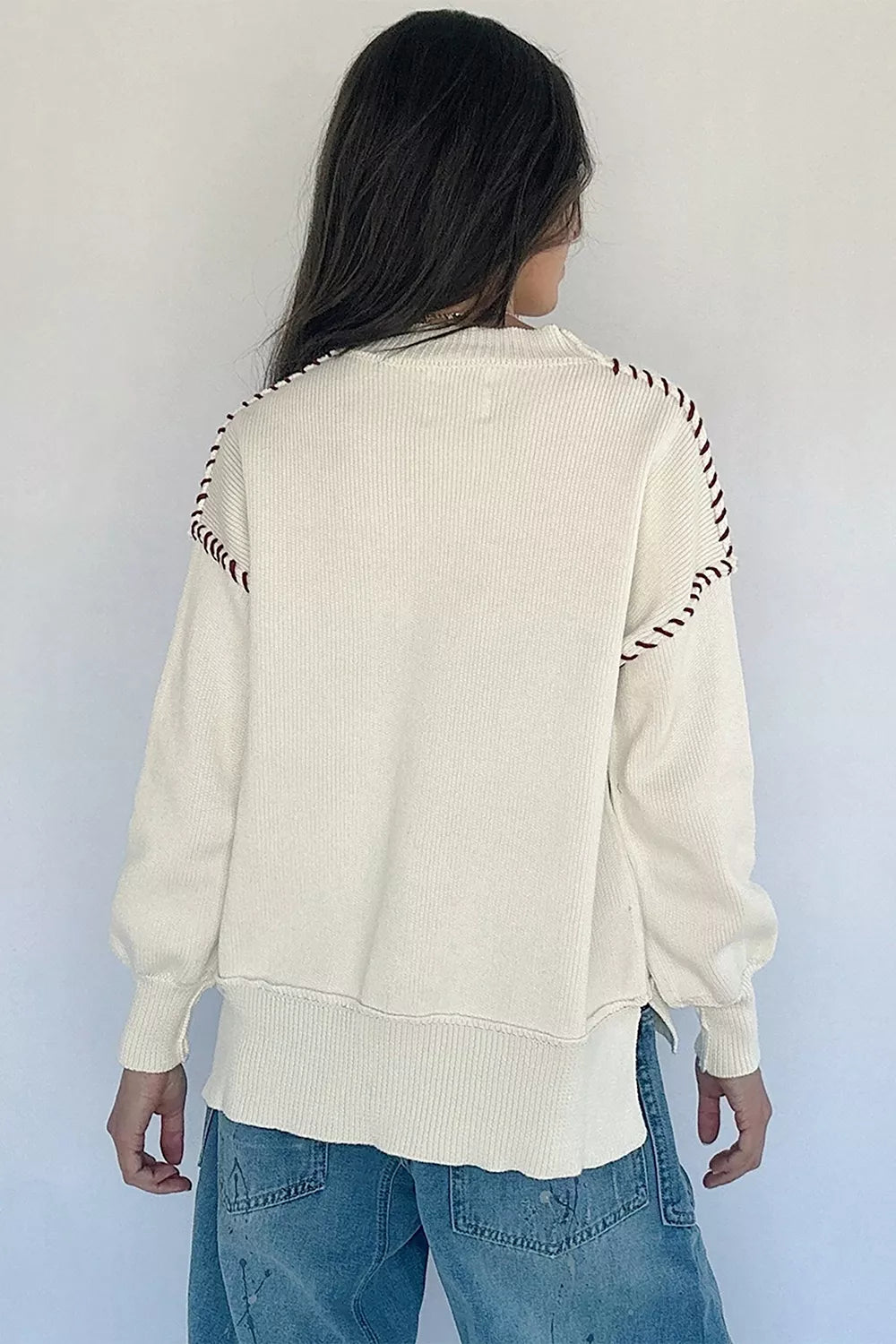 Trendsi Drop Shoulder Game Day Letter Sweater -