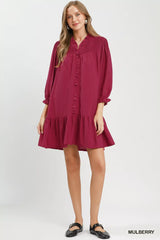 Trendsi Umgee Smocked Ruffle Detail Tiered Mini Dress -