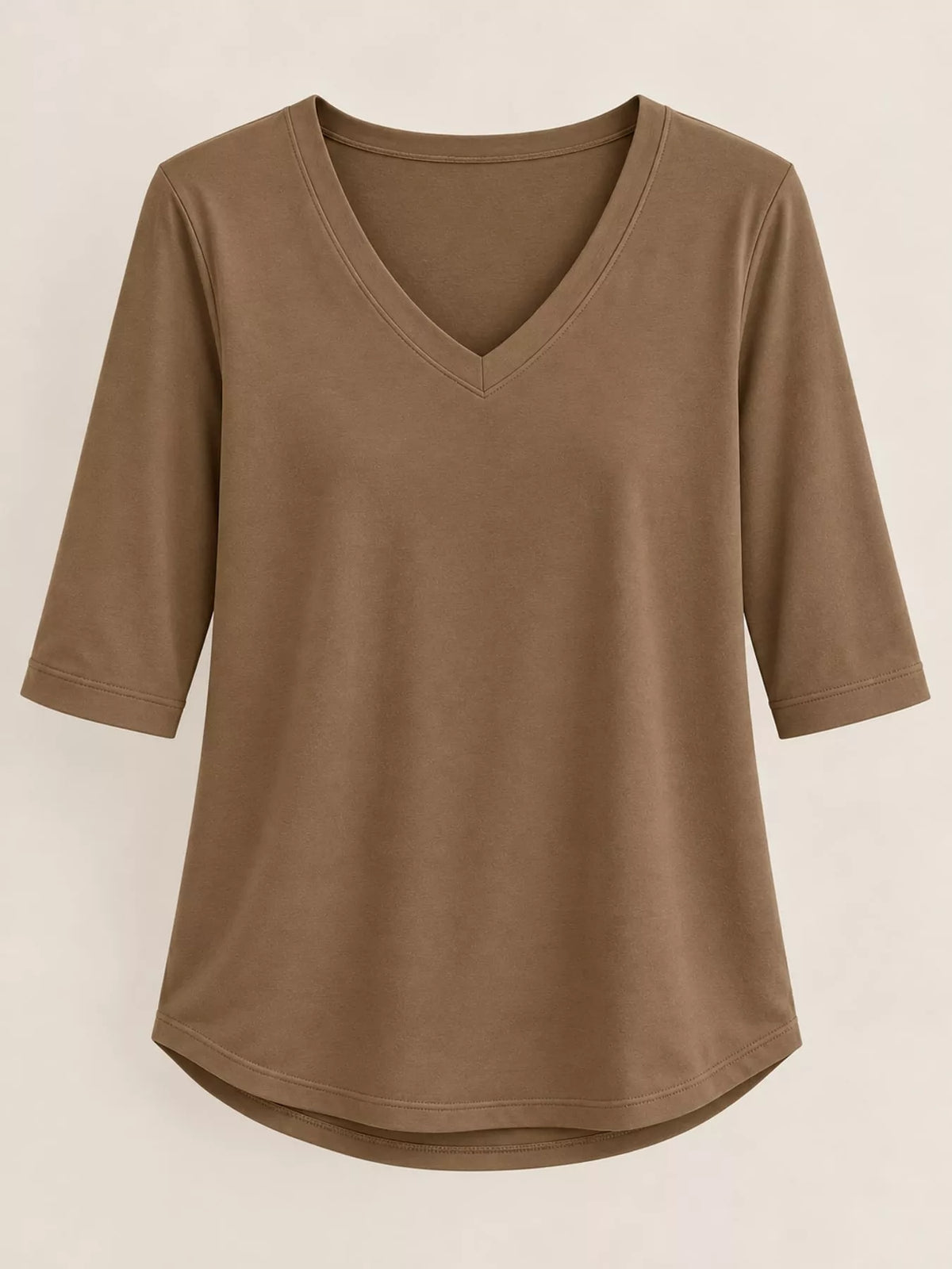 Brown v-neck half sleeve t-shirt