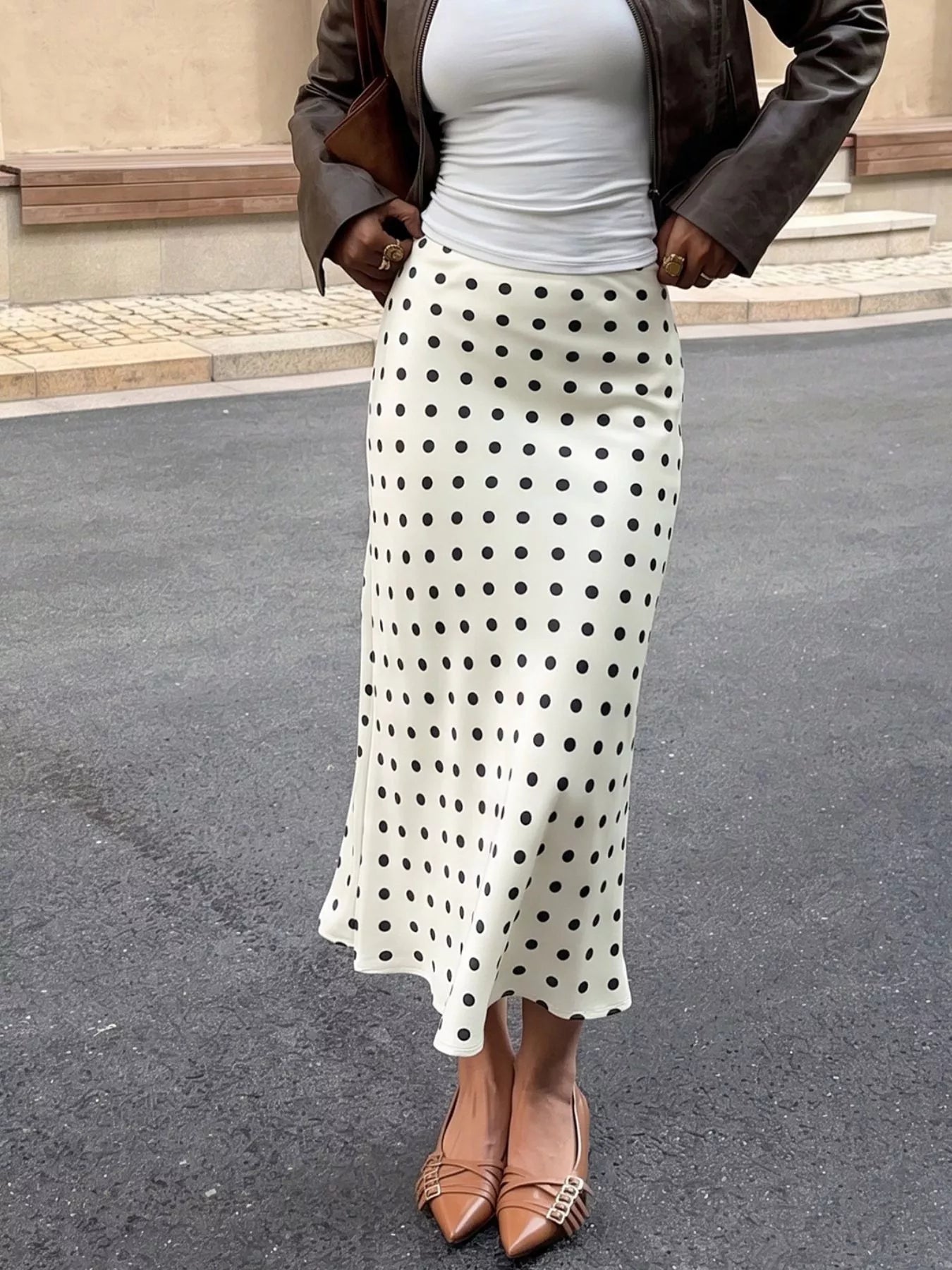 Trendsi Polka Dot Midi Skirt -