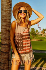 Trendsi BiBi American Flag Print Knit Sleeveless Top -