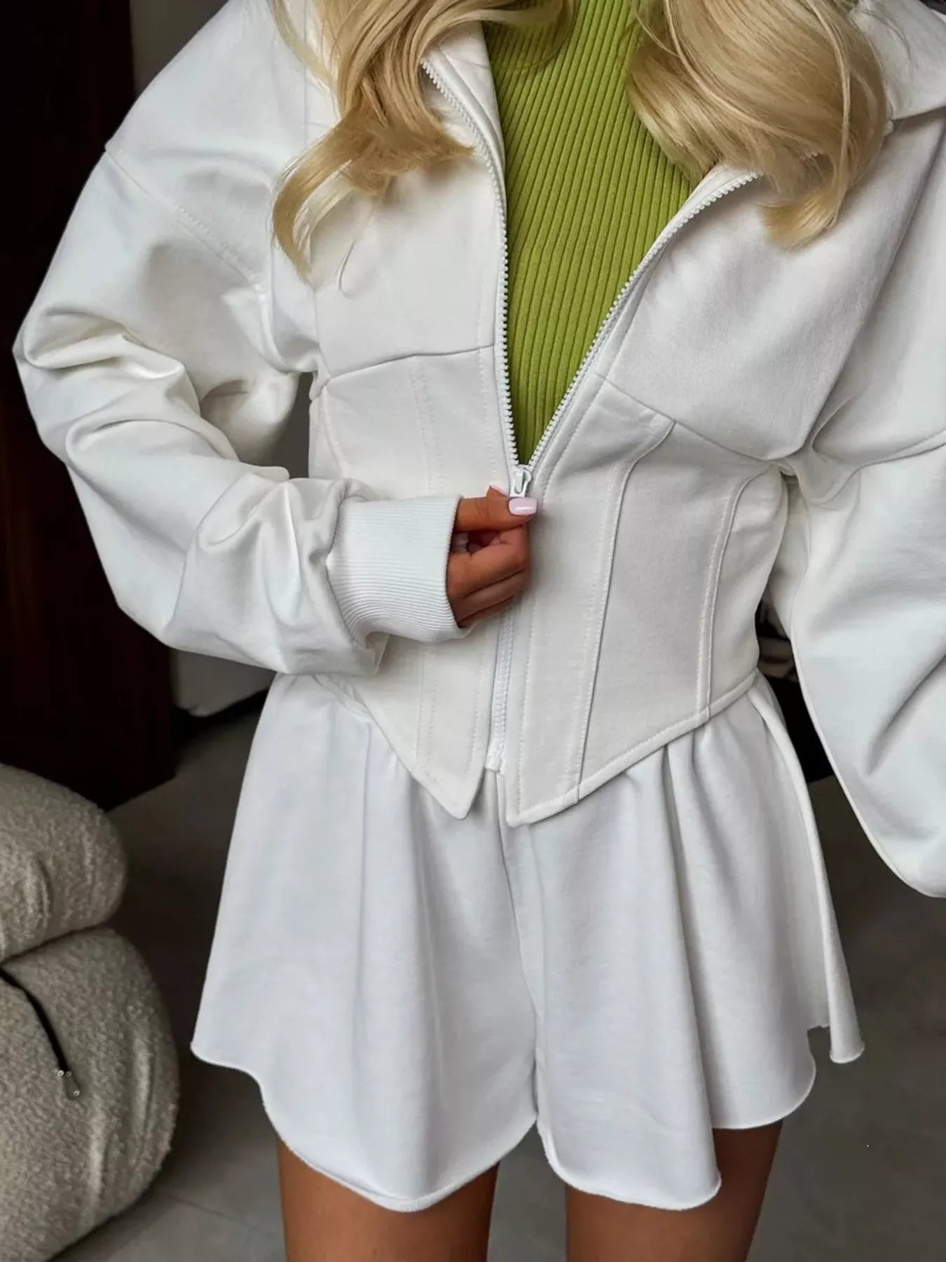 Trendsi Zip-Up Cropped Hoodie -