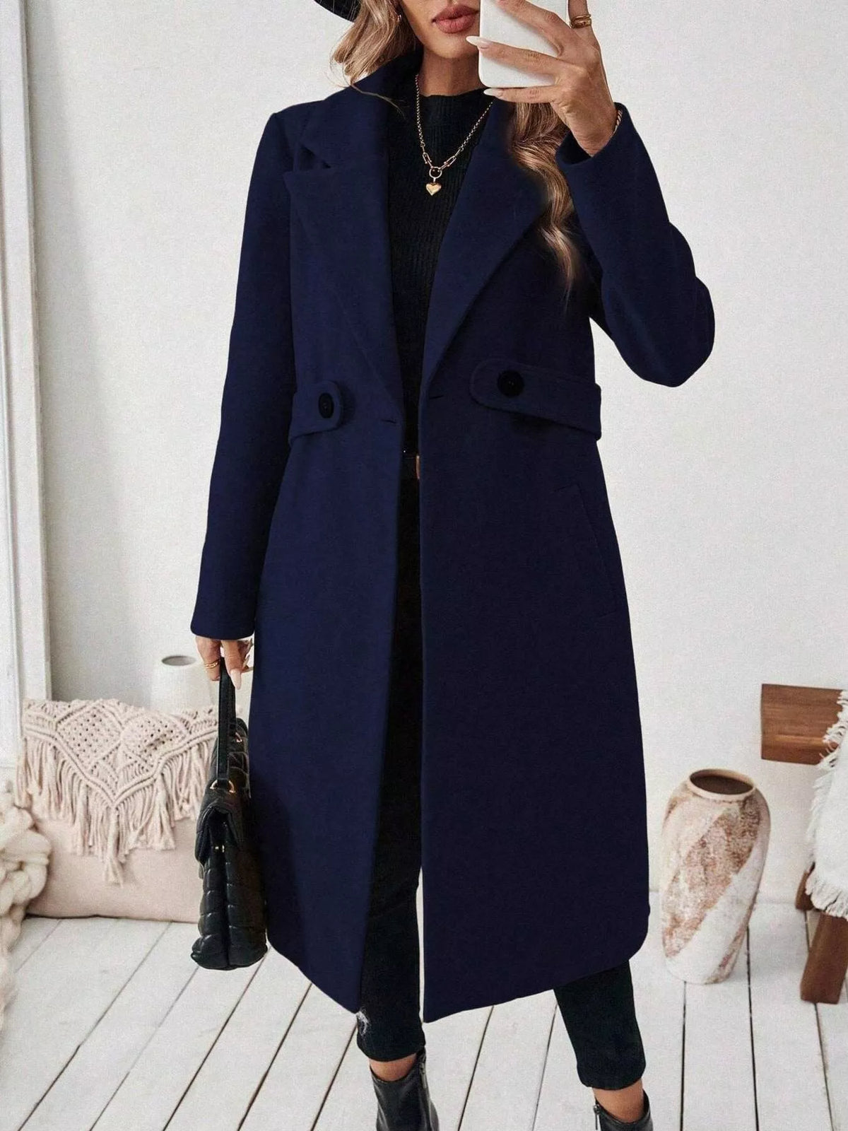 Trendsi Single-Button Longline Coat -