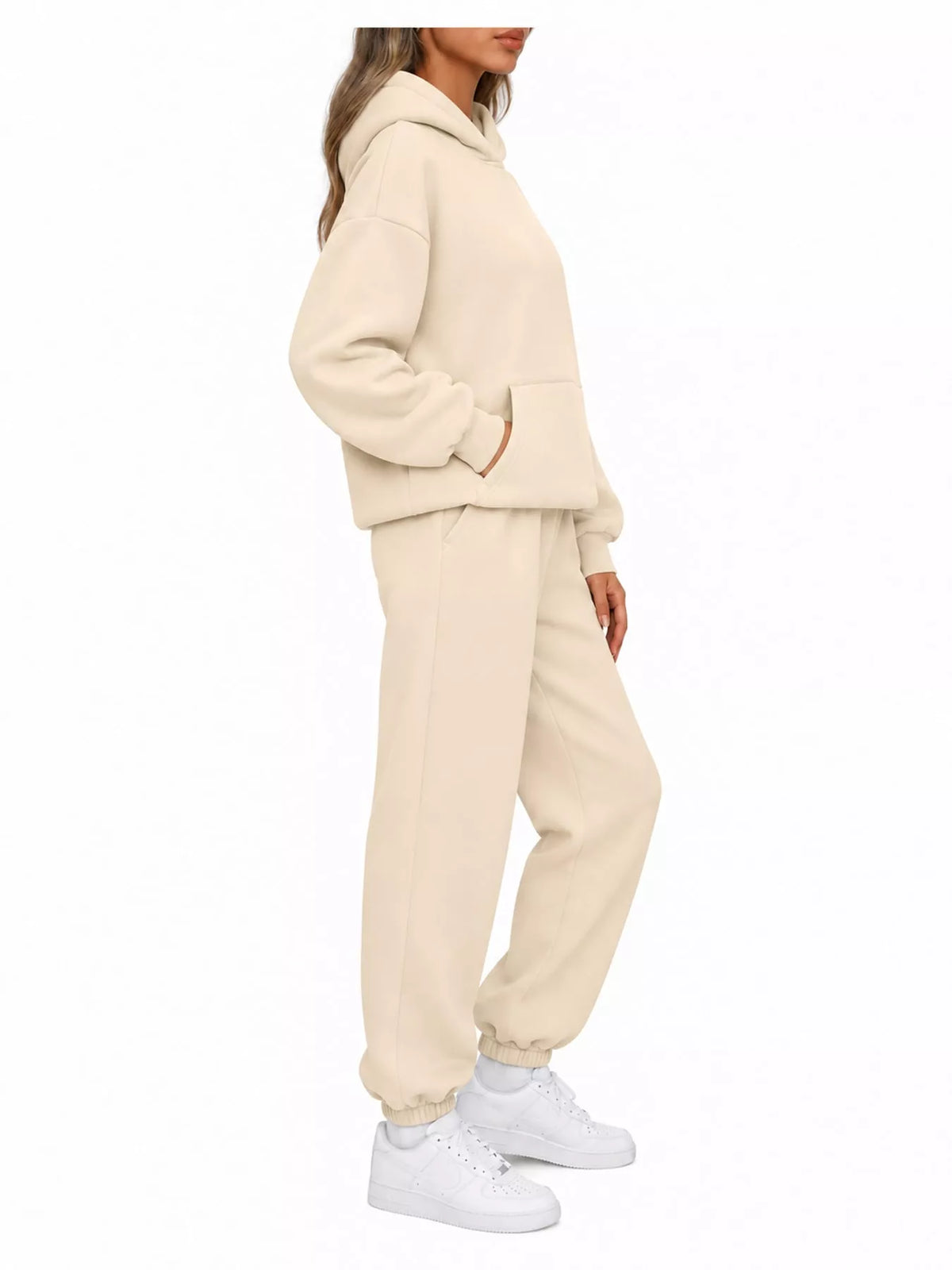 Drop Shoulder Hoodie and Jogger Sweatpants Set — side view