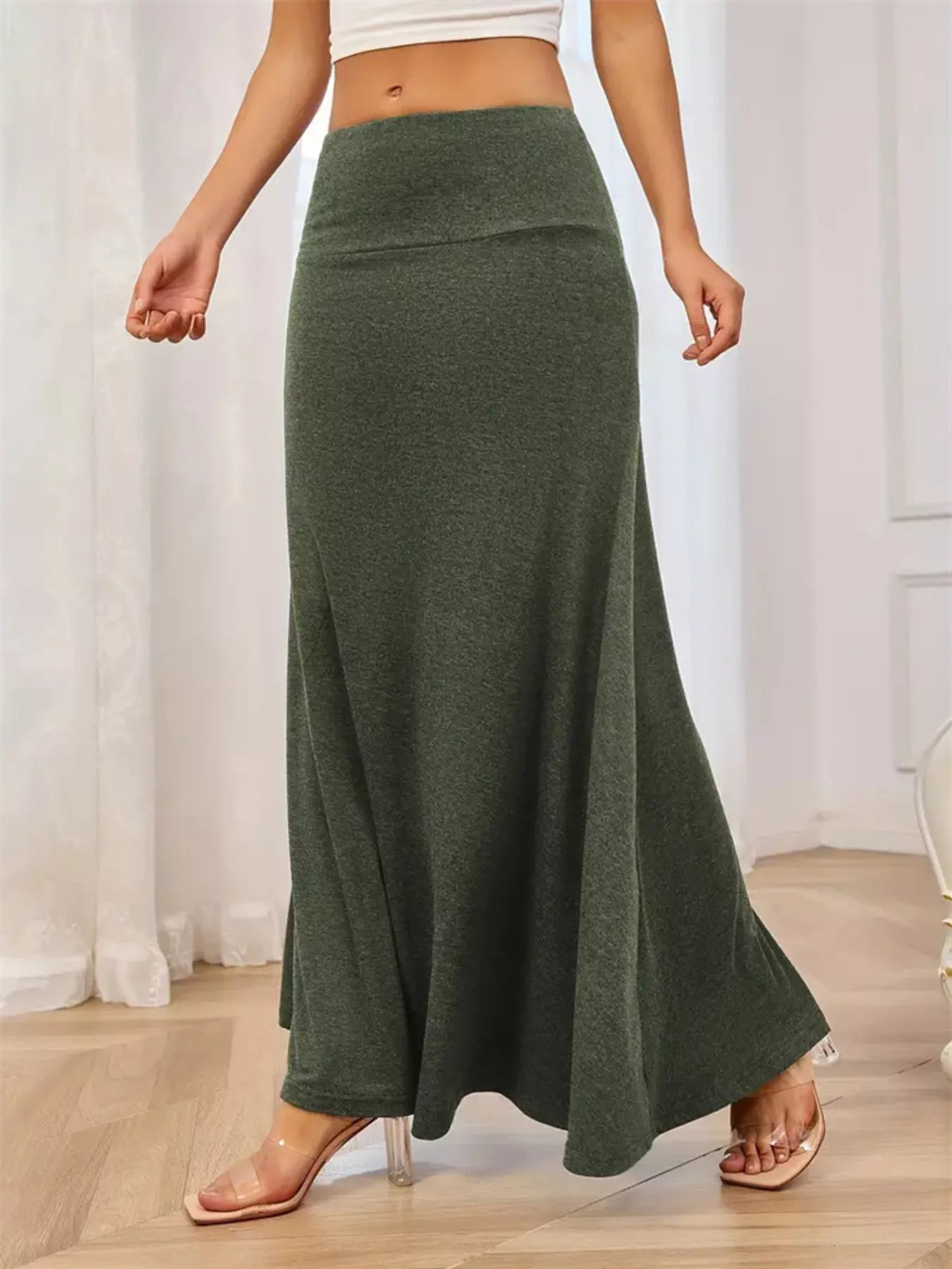 Trendsi Flowy Maxi Skirt with Wide Waistband -