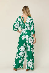 Trendsi Double Take Full Size Printed Tie Back Wide Leg Jumpsuit -