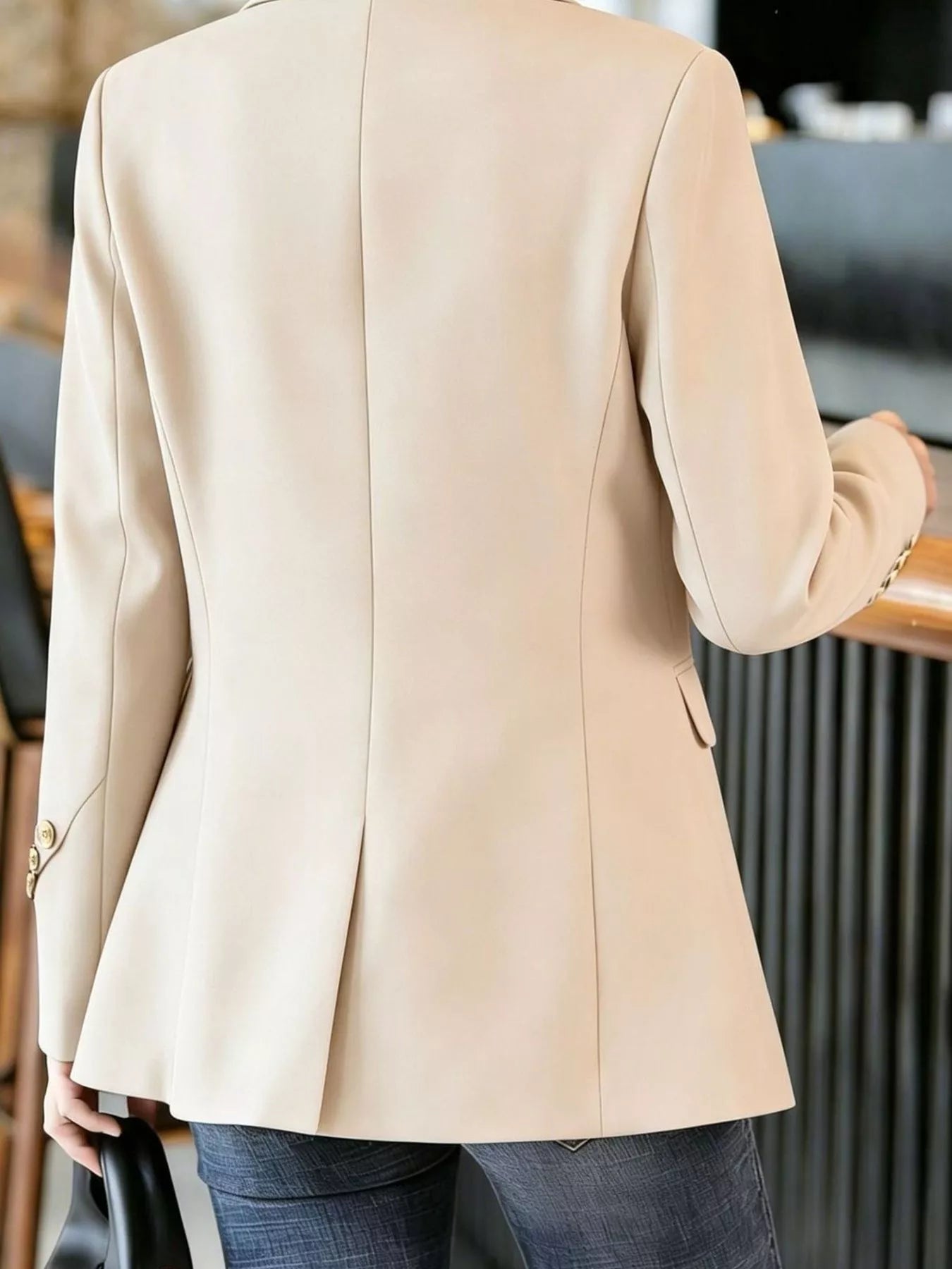 Trendsi Full Size One Button Lapel Collar Blazer Plus Size -