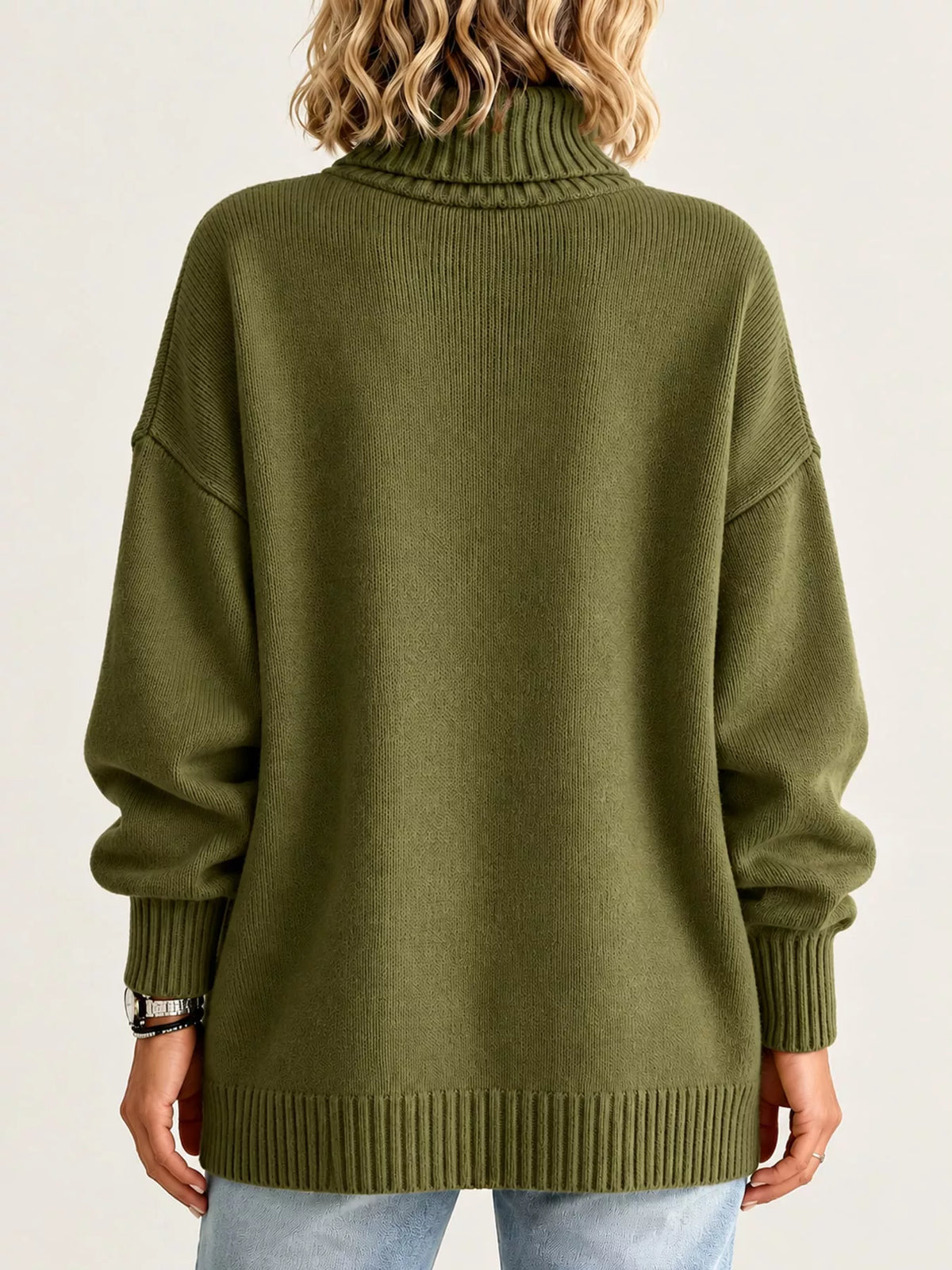Oversized Turtleneck Pullover Sweater — back view