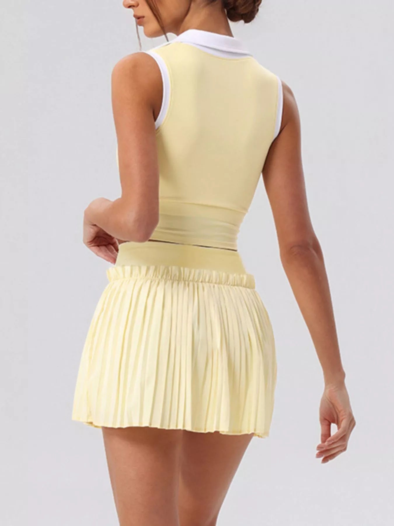 Trendsi Sleeveless Top and Pleated Skirt Active Set -