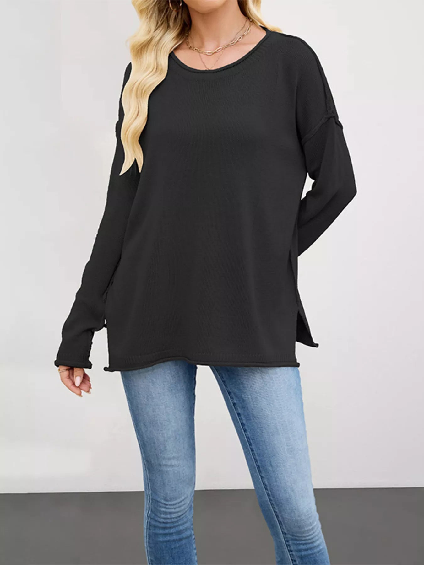 Trendsi Casual Loose-Fit Crew Neck Sweater -