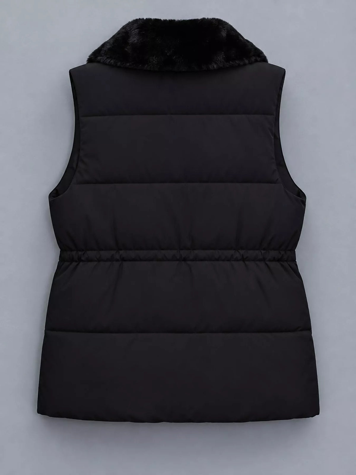 Faux-fur-trim vest, black back