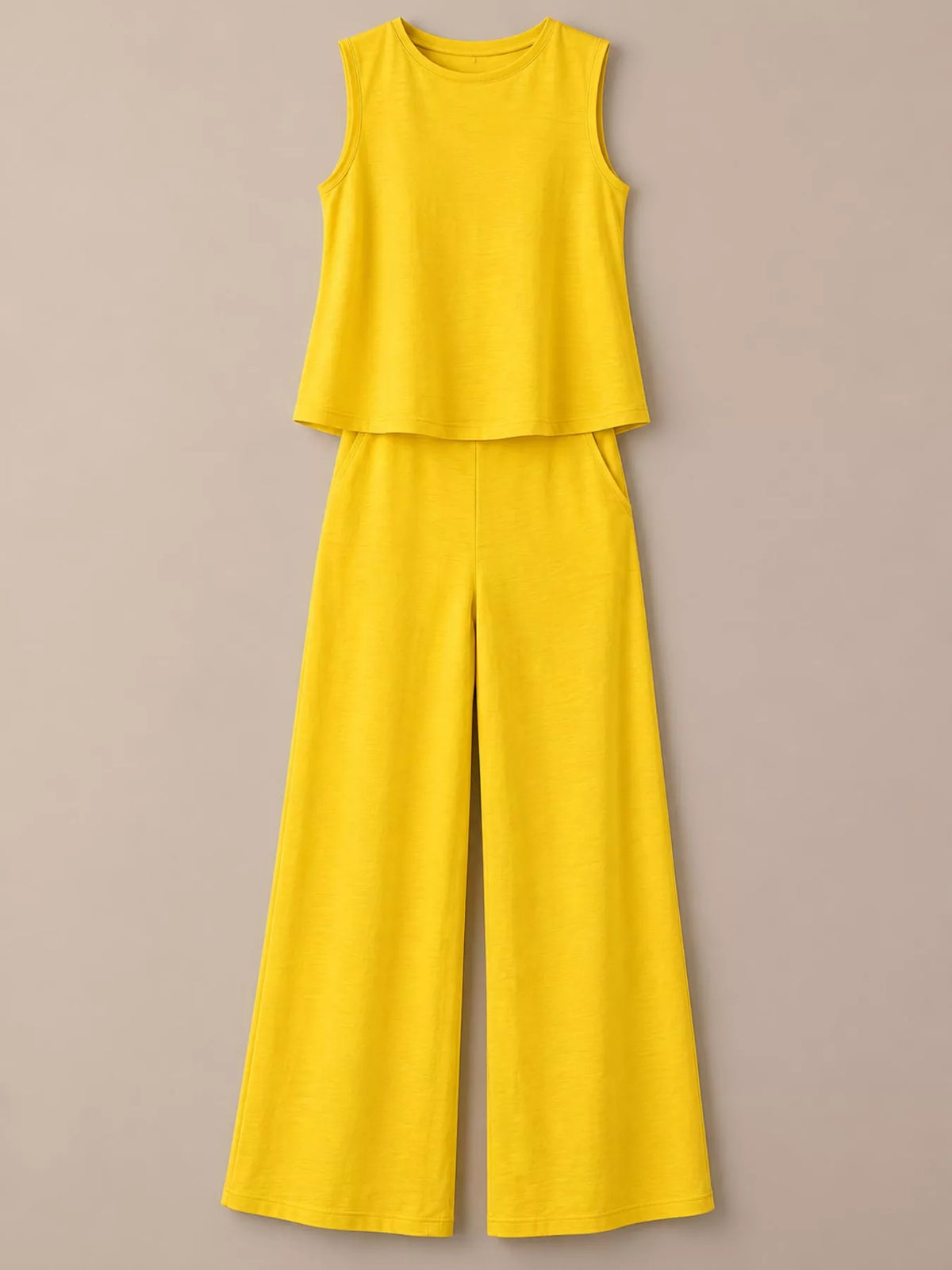Sleeveless Tank Top and Wide-Leg Pants Set — garment front