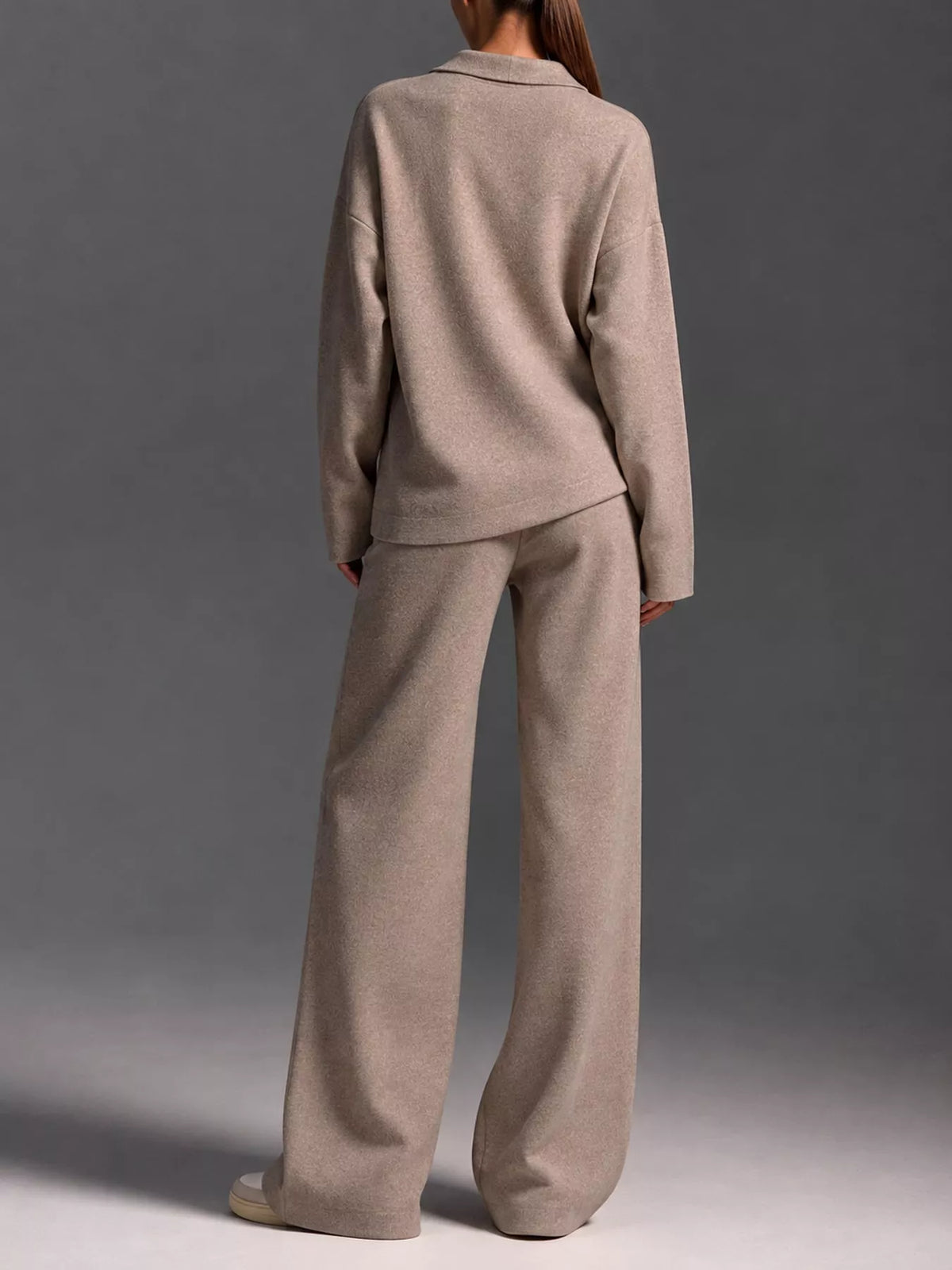 Polo top and pants set, taupe back