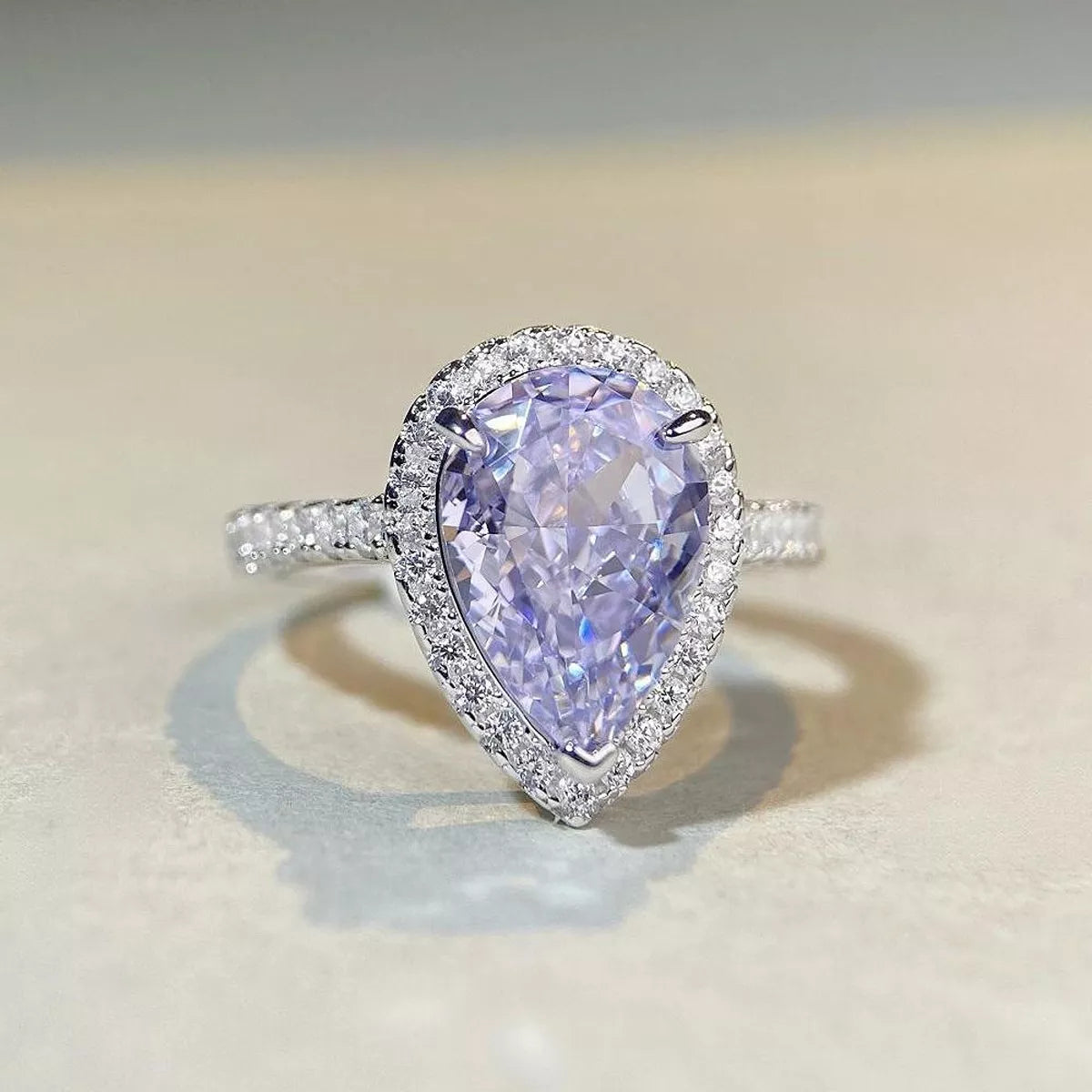 Trendsi 925 Sterling Silver Zircon Teardrop Ring -
