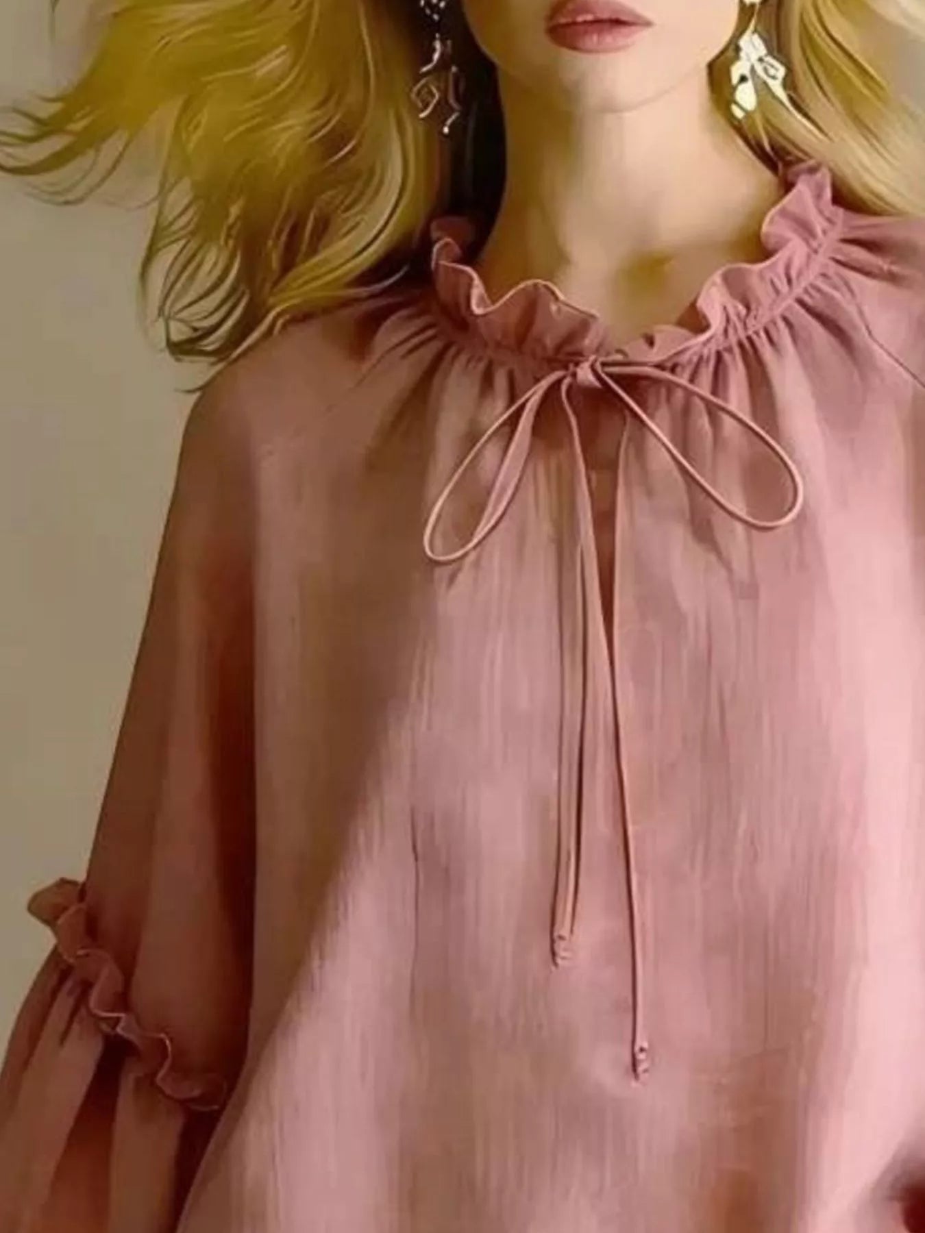 Trendsi Frill Balloon Sleeve Blouse -