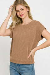 Trendsi Zenana Raised Rib Cap Sleeve Top -