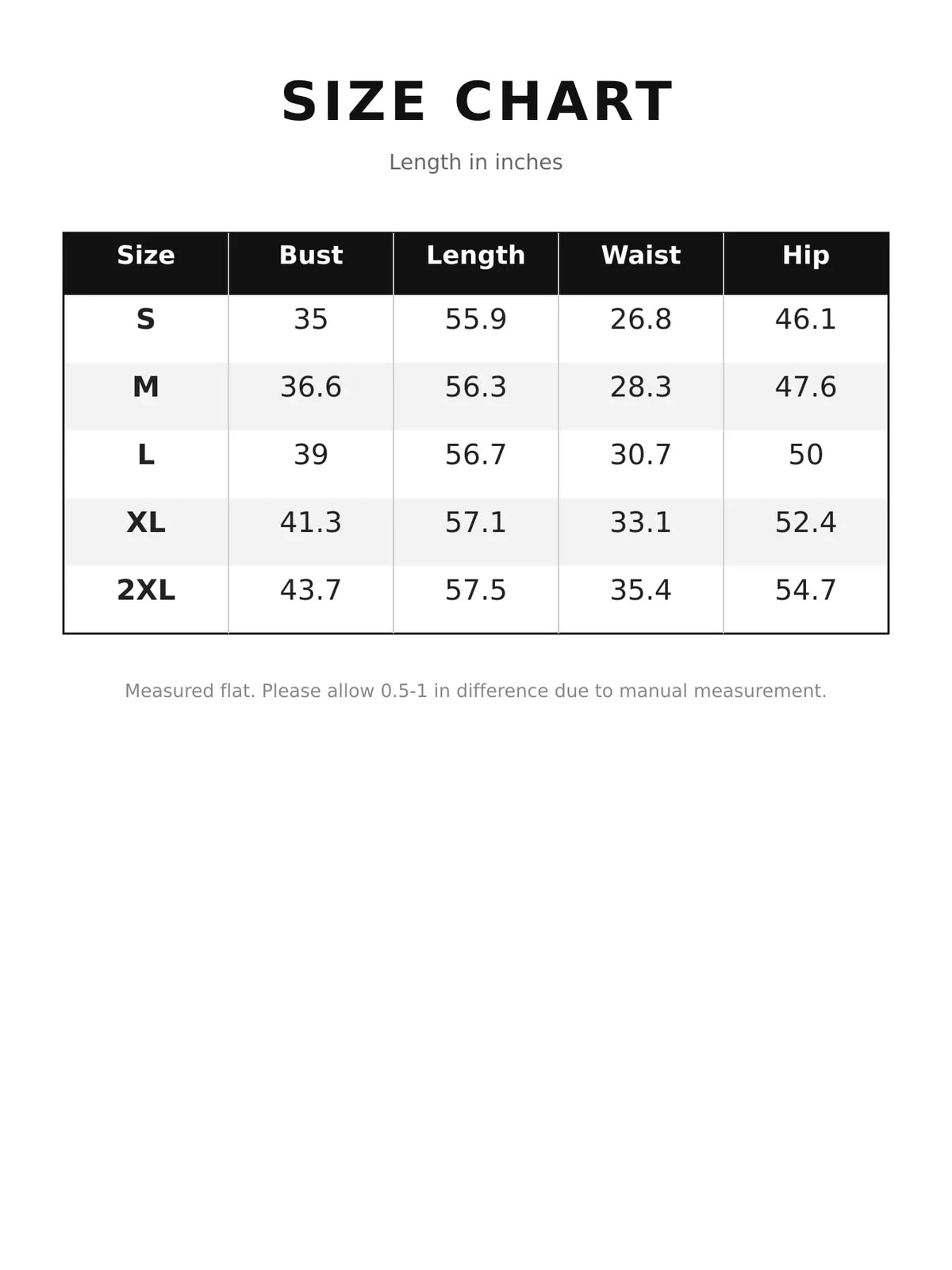 Cold Shoulder Wide-Leg Jumpsuit — size and measurement chart