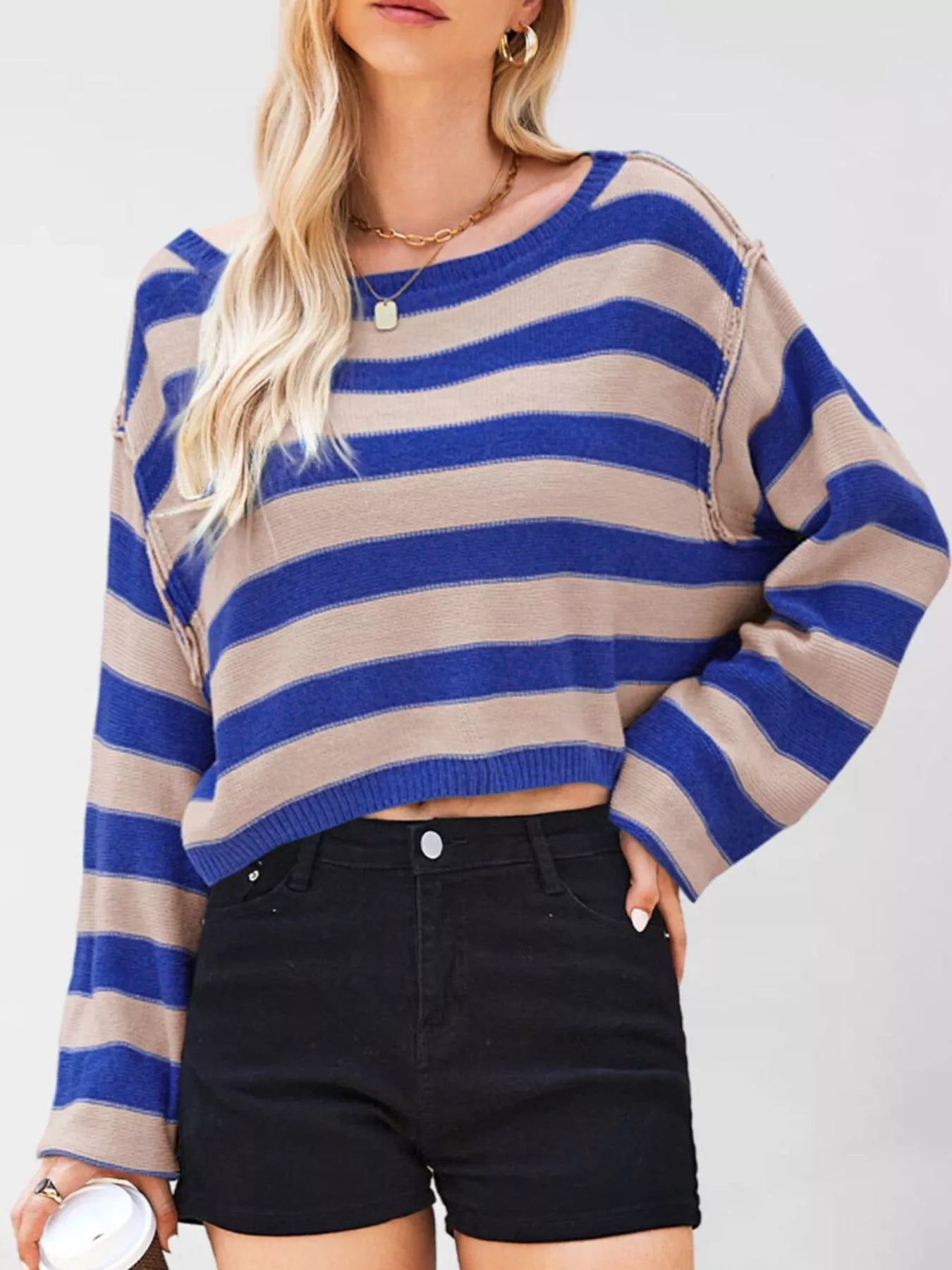 Trendsi Striped Boat Neck Sweater -