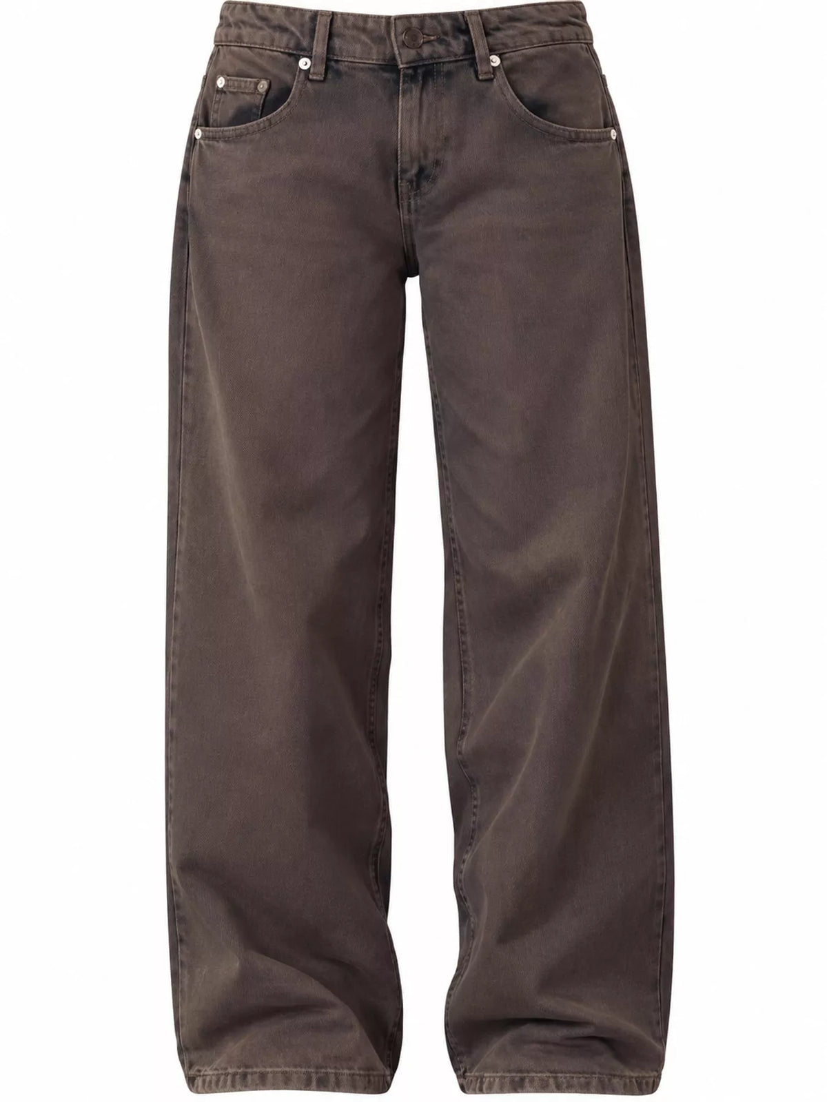 Wide-Leg Vintage Wash Jeans in brown, front view
