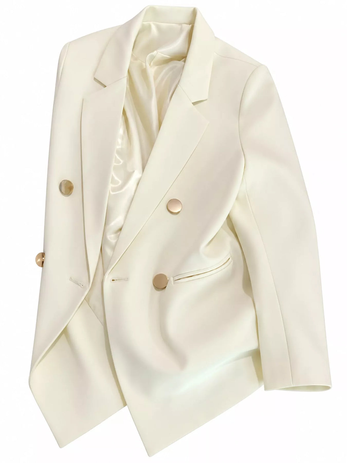 Cream double-breasted lapel collar blazer