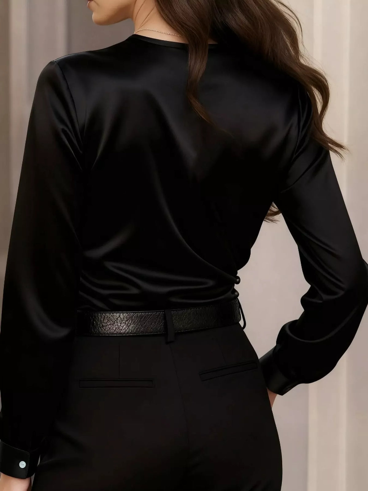 Surplice blouse, black back
