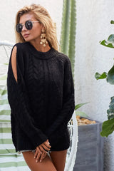 Trendsi BiBi Twist Knitted Open Shoulder Sweater -