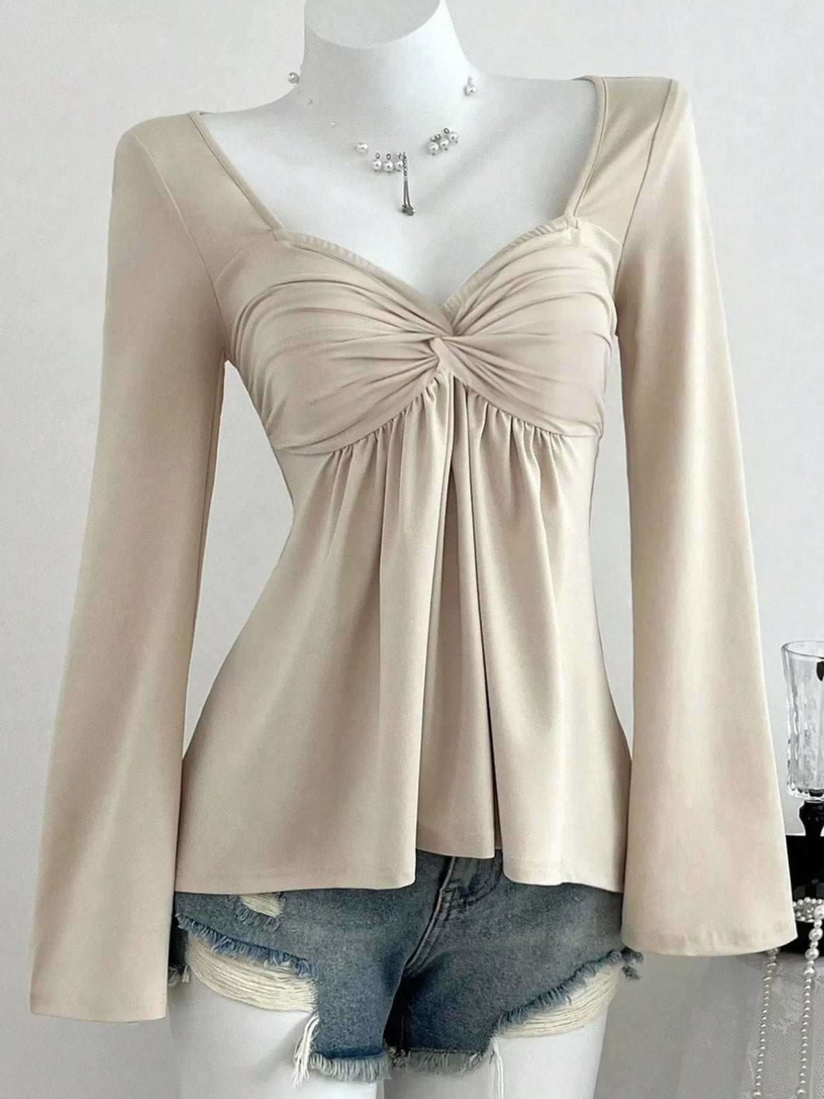 Apricot long-sleeve T-shirt, product view