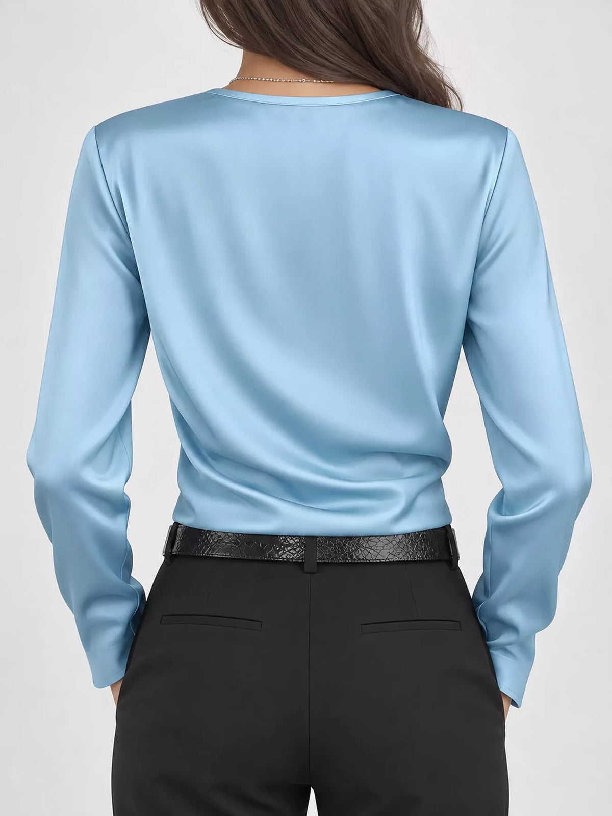 Surplice blouse, light blue back